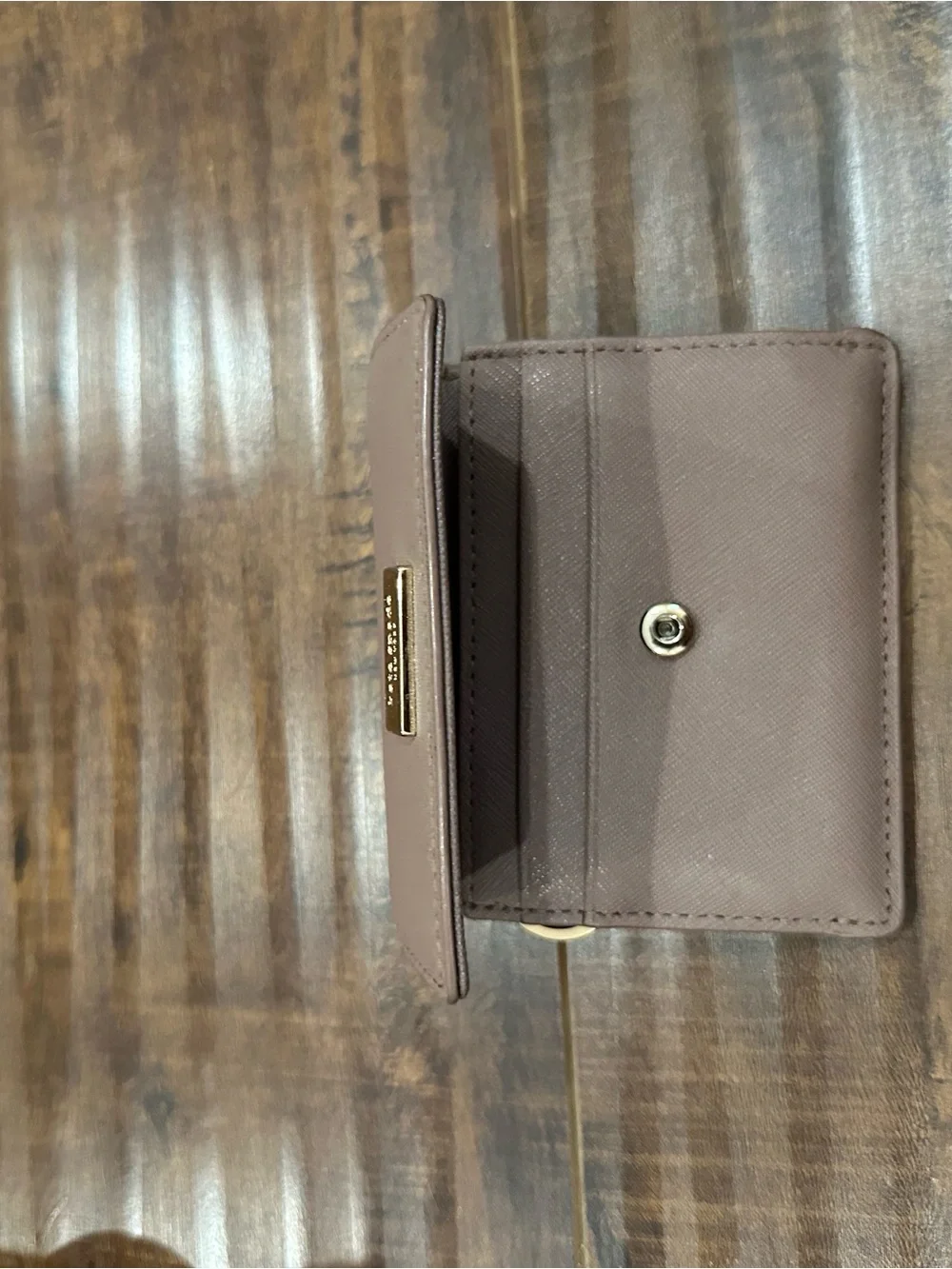 kate spade Mauve Taupe Saffiano Leather Card Wallet with Key Ring